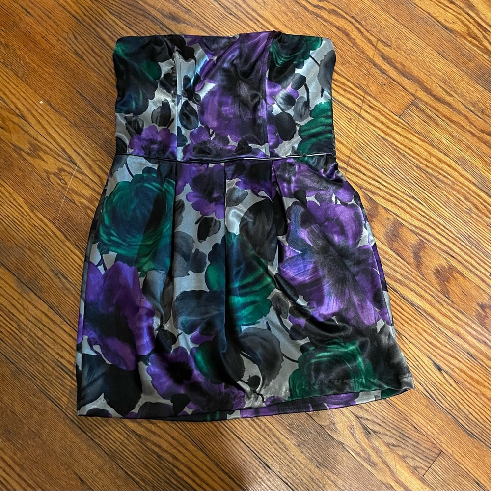Strapless boned floral dress bnwt